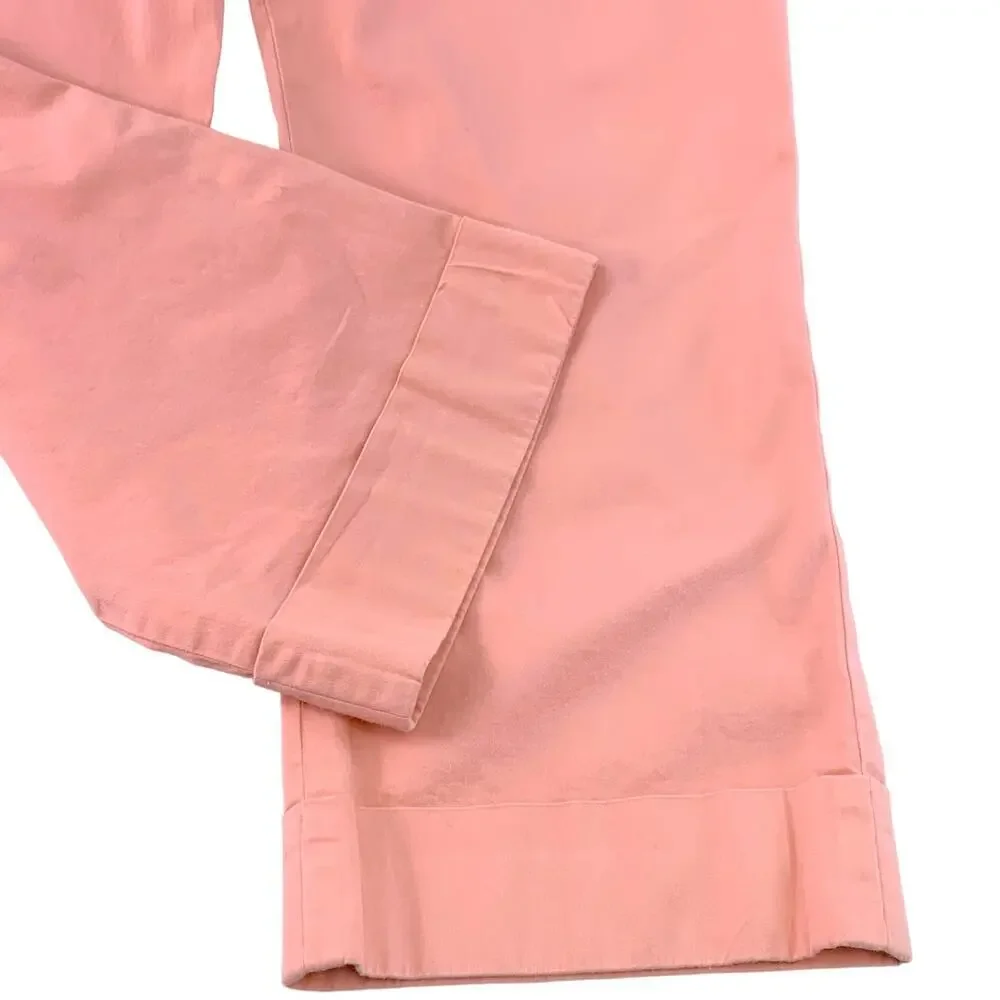 Halogen Cropped Capri Pants Wide Leg Womens 8 Peach Stretchy Mid Rise Cuff Hem - Picture 6 of 12